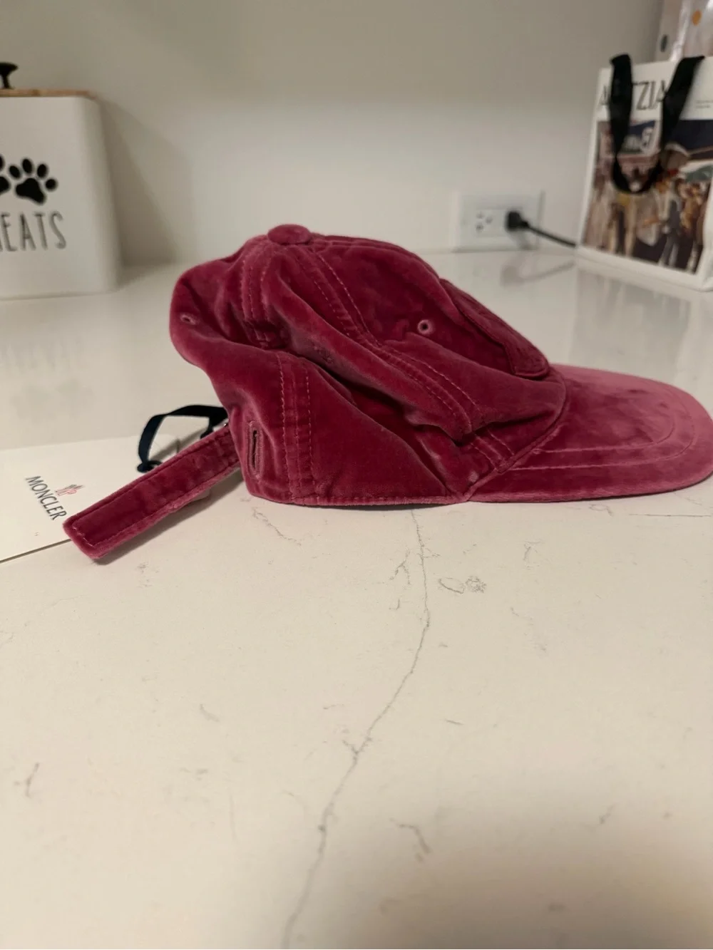 Moncler Velvet Cap in Dusty Rose Pink
